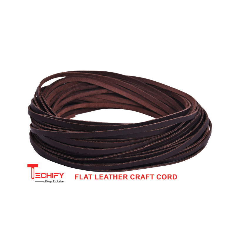 "Premium Full Grain Flat Leather Cord - 5mm Width, 2mm Thickness - 100m Spool for Crafting and Jewelry Making"