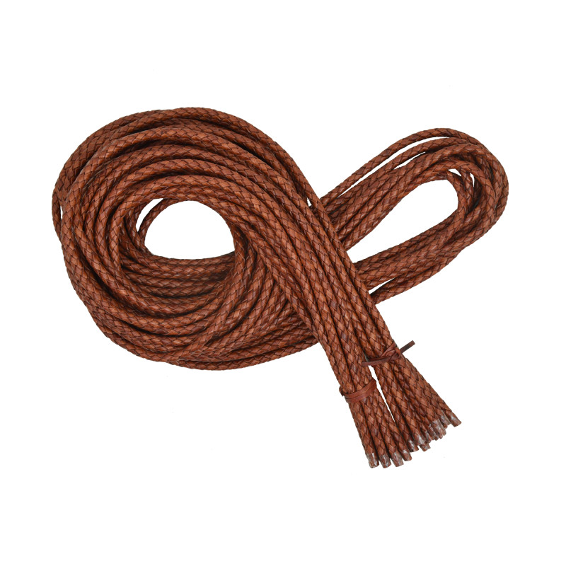 Premium Braided Bolo Leather Cord Set: Authentic Natural Edge Design with Antique Finish - Ideal for Exquisite Bracelet Making with Genuine Leather